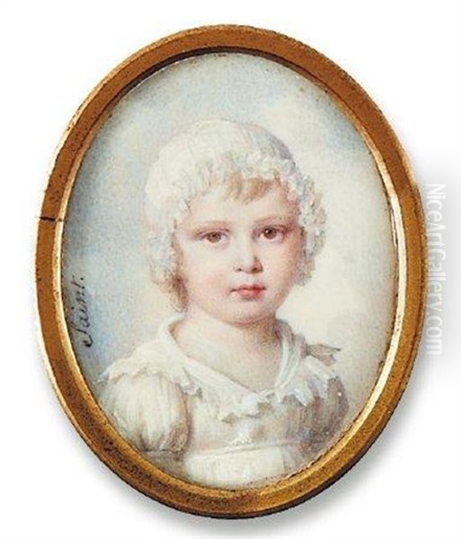 Portrait De Jeune Fille En Bonnet De Dentelle Oil Painting by Daniel Saint