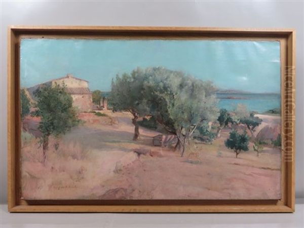 Paysage Mediterraneen Oil Painting by Charles Leroy Saint-Aubert