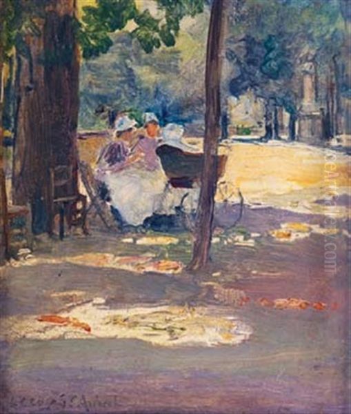 Nourrices Dans Un Parc Oil Painting by Charles Leroy Saint-Aubert