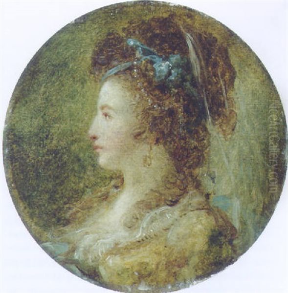 Portrait Of A Lady Oil Painting by Augustin de Saint-Aubin