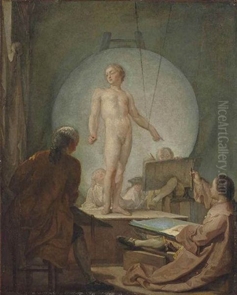 L'academie De Dessin Oil Painting by Gabriel Jacques de Saint-Aubin