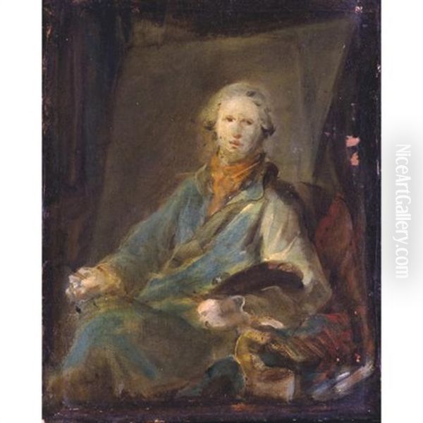 Portrait Of An Artist Oil Painting by Gabriel Jacques de Saint-Aubin