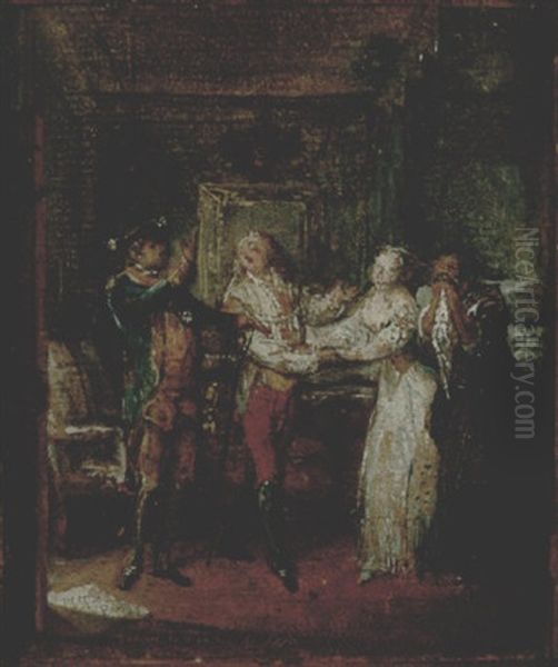 Dorimel Bidding Farewell To His Wife And Her Parents Before His Execution Oil Painting by Gabriel Jacques de Saint-Aubin