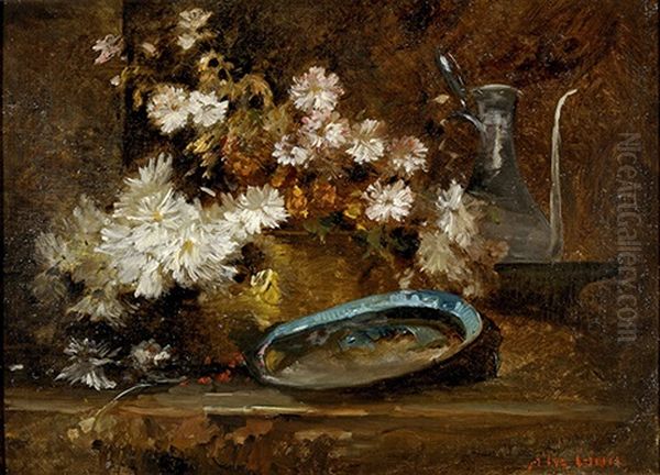 Nature Morte A L'aiguiere Et Aux Fleurs Oil Painting by Jean Aime Saint-Cyr Girier