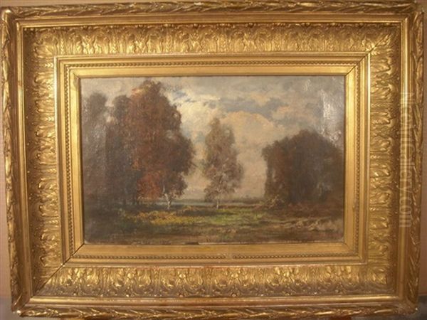 Bouleaux Au Bord Du Marais Oil Painting by Jean Aime Saint-Cyr Girier