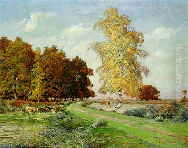 Automne A Saint Paul De Varax Oil Painting by Jean Aime Saint-Cyr Girier