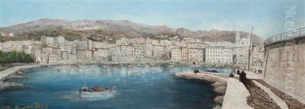 Bastia, Le Vieux Port, Vers 1945-49 Oil Painting by Henri Lienard De Saint-Delis