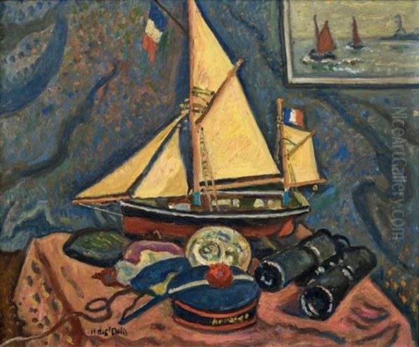 Nature Morte, Hommage A La Marine Oil Painting by Henri Lienard De Saint-Delis