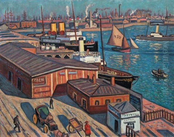 Port Du Havre Oil Painting by Henri Lienard De Saint-Delis