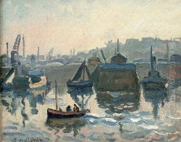 Honfleur Oil Painting by Henri Lienard De Saint-Delis