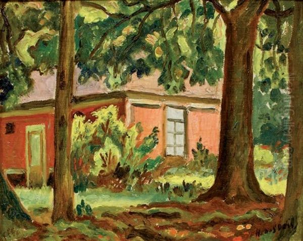 Maison Noyee Dans Les Arbres Oil Painting by Henri Lienard De Saint-Delis