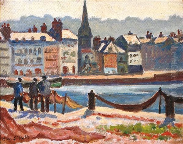 Le Vieux Bassin De Honfleur Oil Painting by Henri Lienard De Saint-Delis