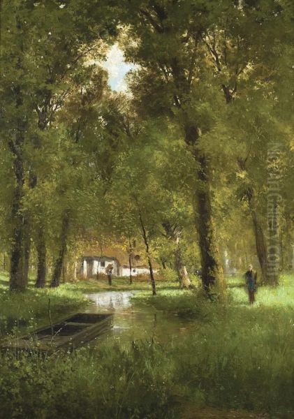 Meisje Aan De Waterkant Oil Painting by Alois Boudry