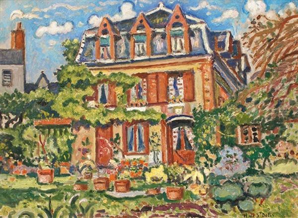 Maison Fleurie A Honfleur Oil Painting by Henri Lienard De Saint-Delis