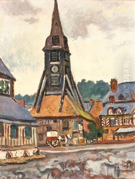 L'eglise Sainte Catherine A Honfleur Oil Painting by Henri Lienard De Saint-Delis