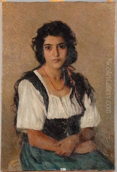 Portrait D'une Jeune Fille Portugaise Oil Painting by Alois Boudry