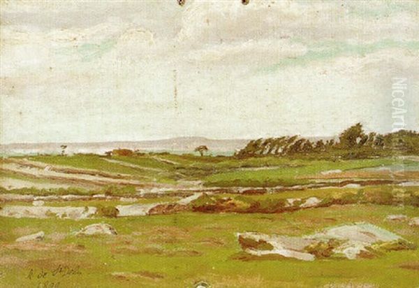 La Lande Bretonne Oil Painting by Henri Lienard De Saint-Delis