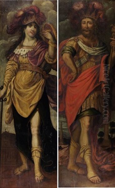 Allegorie Du Pouvoir (+ Allegorie De La Force; Pair) Oil Painting by Jean de Saint-Igny