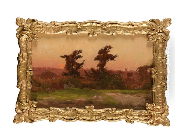 La Vanne - Les Deux Arbres (2 Works) Oil Painting by Henri Saintin