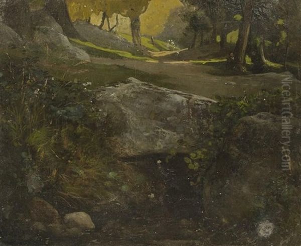 Paysage De Sous-bois Oil Painting by Henri Saintin