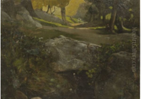 Paysage De Sous-bois Oil Painting by Henri Saintin