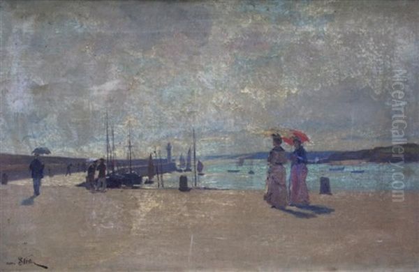 Promeneurs Sur Le Quai Oil Painting by Henri Saintin