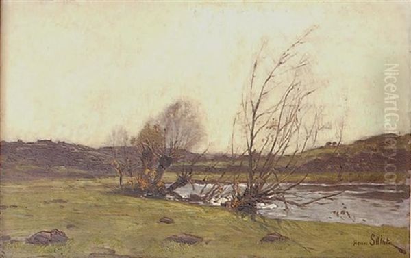 Paysanne Dans Un Paysage Oil Painting by Henri Saintin