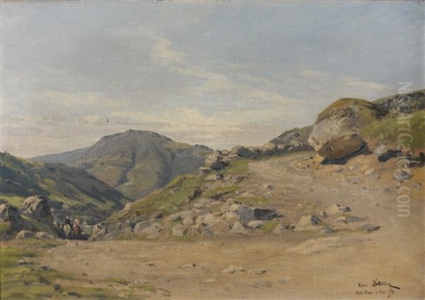 Promeneurs Sur Un Chemin Au Mont-dore Oil Painting by Henri Saintin