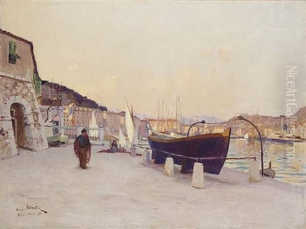 Matin De Peche Dans Le Vieux Port De Nice Oil Painting by Henri Saintin