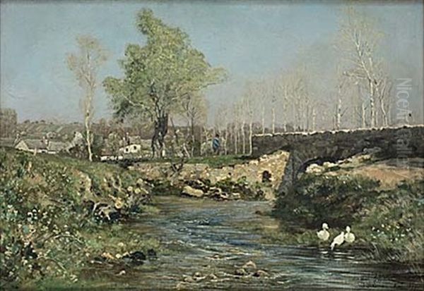 Franskt Landskap Oil Painting by Henri Saintin