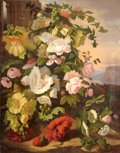 Bouquet De Fleurs D'ete Oil Painting by Simon Saint-Jean