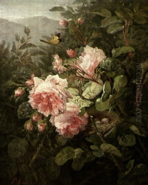 Roses Au Nid Oil Painting by Simon Saint-Jean