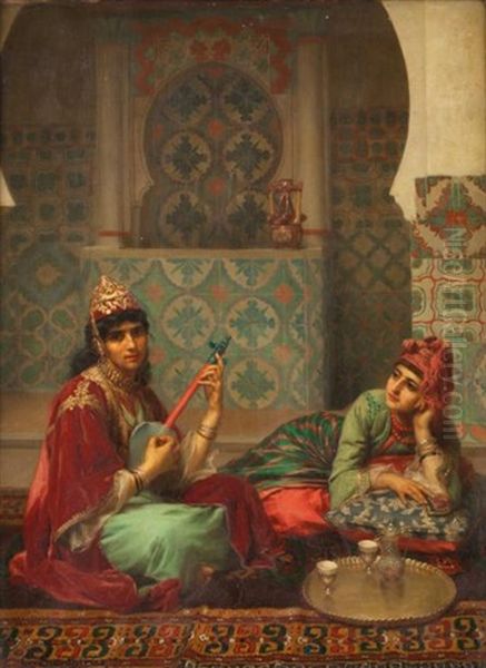 Musique Au Harem Oil Painting by Gaston Casimir Saint-Pierre