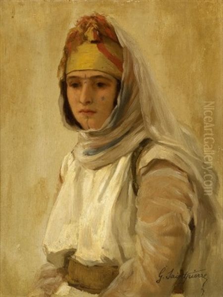 Portrait D'une Jeune Femme Oil Painting by Gaston Casimir Saint-Pierre