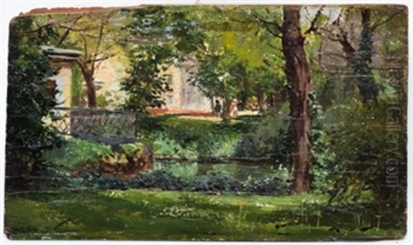 Casita Del Principe. Parque De Madrid Estudiar Oil Painting by Casimiro Sainz Y Sainz