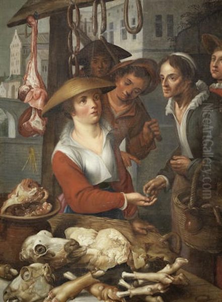 The Meat Seller Oil Painting by Jean-Baptist de Saive