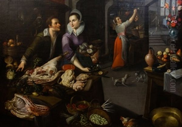 Bodegon De Cocina Con Personajes Oil Painting by Jean-Baptist de Saive