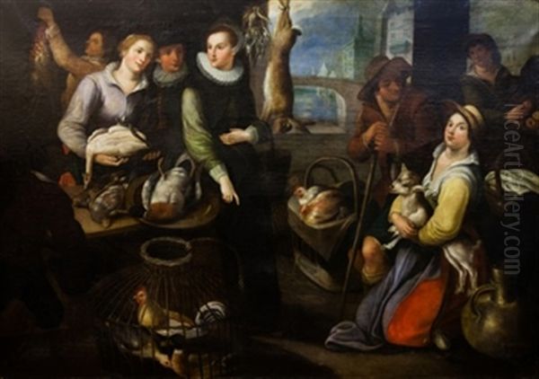 La Compra En El Mercado Oil Painting by Jean-Baptist de Saive