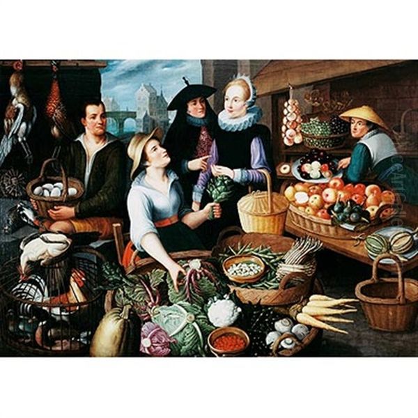 Escena De Mercado Oil Painting by Jean-Baptist de Saive