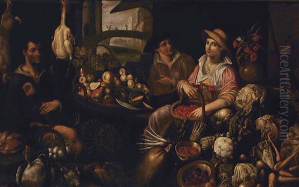 Scena Di Mercato Oil Painting by Jean-Baptist de Saive