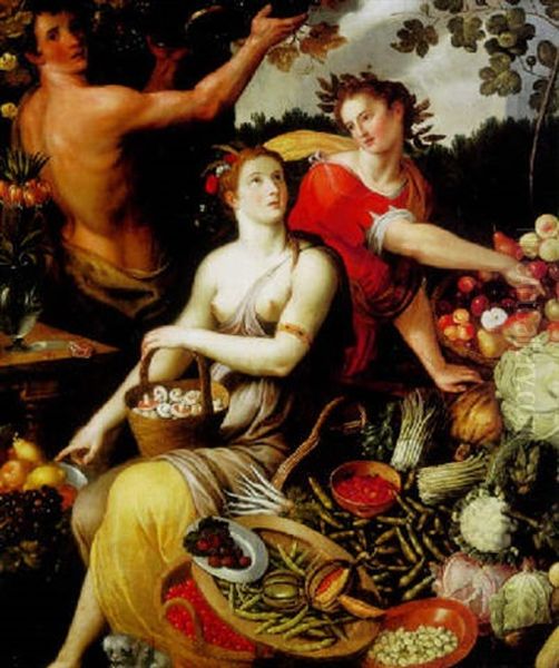 An Allegory Of Plenty Oil Painting by Jean-Baptist de Saive