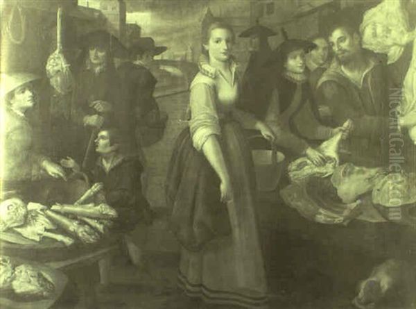 The Butcher's Stall Oil Painting by Jean-Baptist de Saive