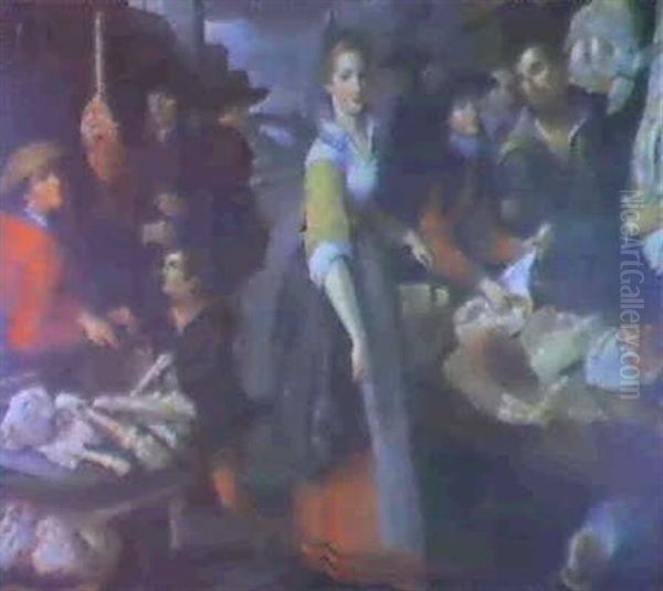 The Butcher's Stall Oil Painting by Jean-Baptist de Saive