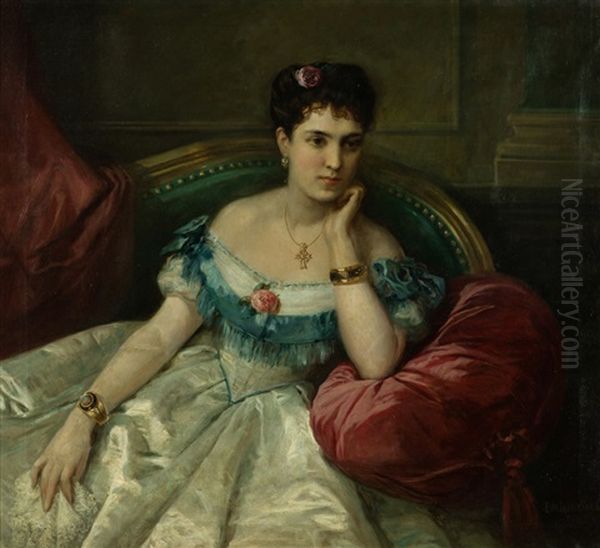 Dama Recostada En Un Sillon Oil Painting by Emilio Sala Frances