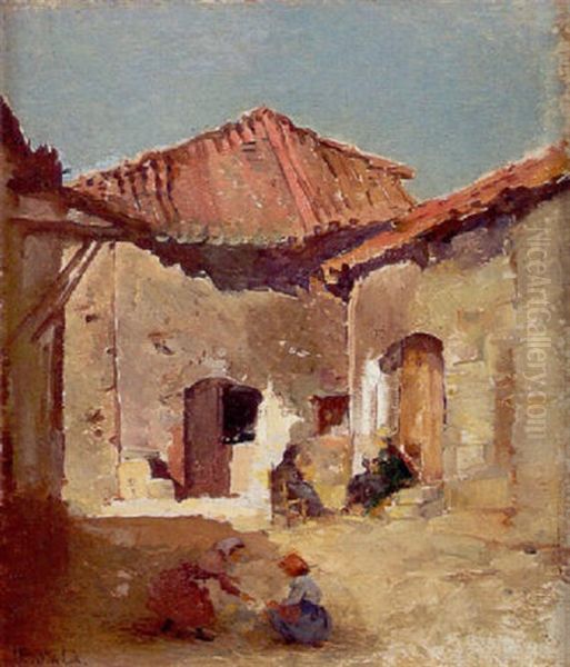 Escena De Pueblo Con Campesinos Oil Painting by Emilio Sala Frances