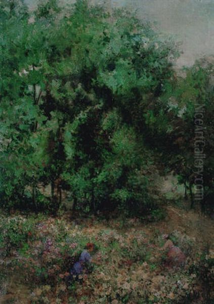 Recogiendi Flores En El Bosque Oil Painting by Emilio Sala Frances