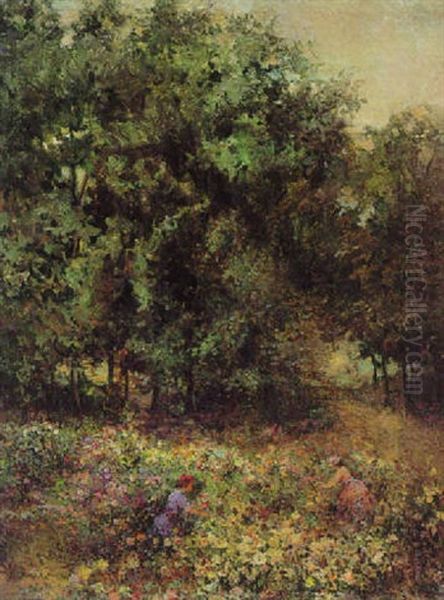 Cortando Flores En El Bosco Oil Painting by Emilio Sala Frances