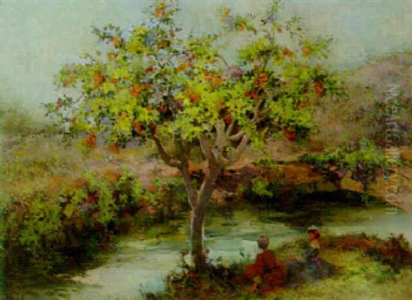 On The Riverbank Oil Painting by Emilio Sala Frances