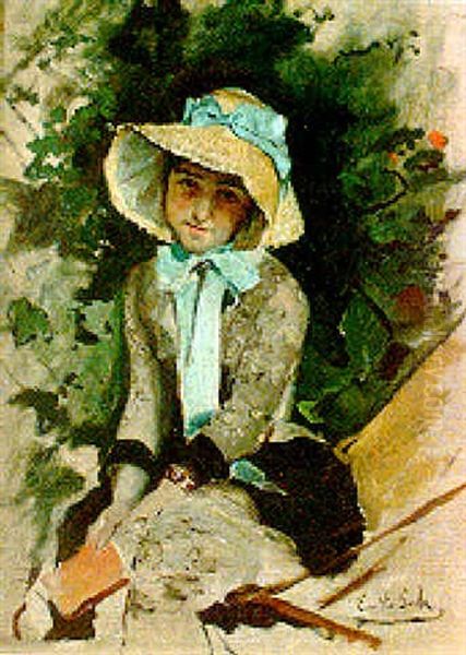 Muchacha Leyendo Oil Painting by Emilio Sala Frances