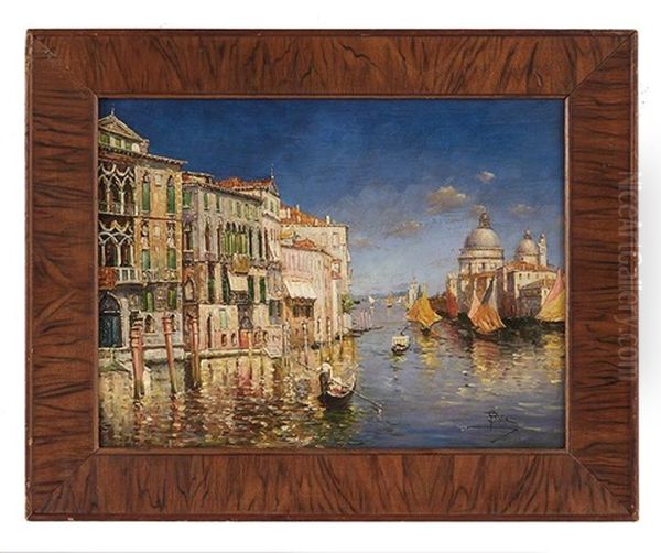 View Of The Grand Canal And Basilica Di Santa Maria Della Salute In Venice Oil Painting by Paolo Sala